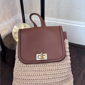 Handmade Crochet Brown & Tan Women’s Backpack